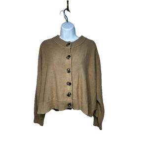 Quince 100% Organic Cotton Cropped Tan Cardigan Size XL